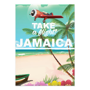 Nimm einen Flug! Jamaica Retro Urlaubsposter Fotodruck