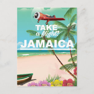 Nimm einen Flug! Jamaica Retro Urlaubsposter Postkarte