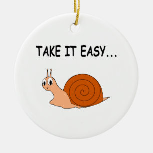 Nimm es leicht Niedlichen Cartoon Snail Keramikornament
