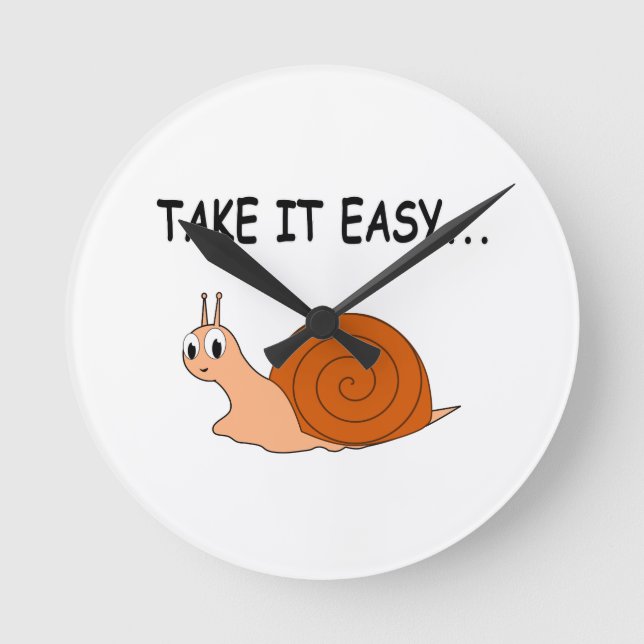 Nimm es leicht Niedlichen Cartoon Snail Runde Wanduhr (Vorderseite)