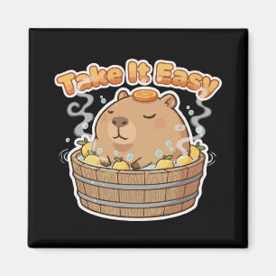 Nimm es leicht Süßes Capybara Lustiges Kawaii Ti Magnet