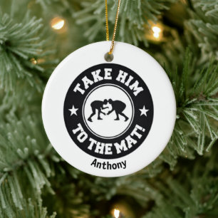 Nimm ihn zur Matte! Wrestling Weihnachten Keramik Ornament