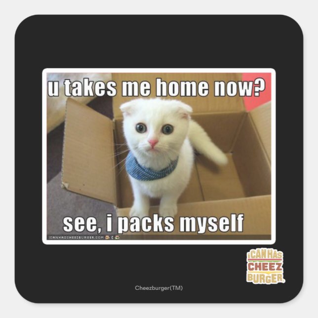 Nimm mich jetzt Zuhause? Quadratischer Aufkleber (Vorderseite)