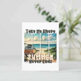 Nimm mich, wo der Sommer nie endet - Retro Beach V Postkarte