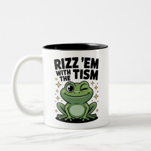Nimm sie mit dem Tism Cool Frog mit Zweifarbige Tasse