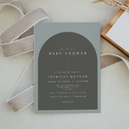 NINA Bohemisch Arch Sage Green Foto Baby Dusche Einladung