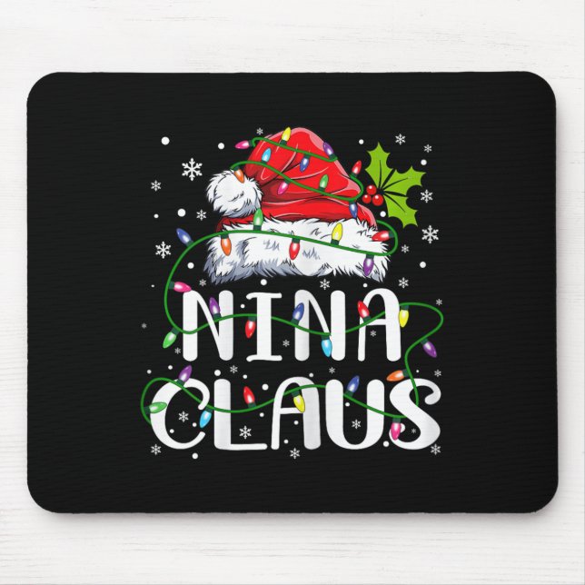 Nina Claus Weihnachts-Weihnachtsmannmütze Matching Mousepad (Vorne)