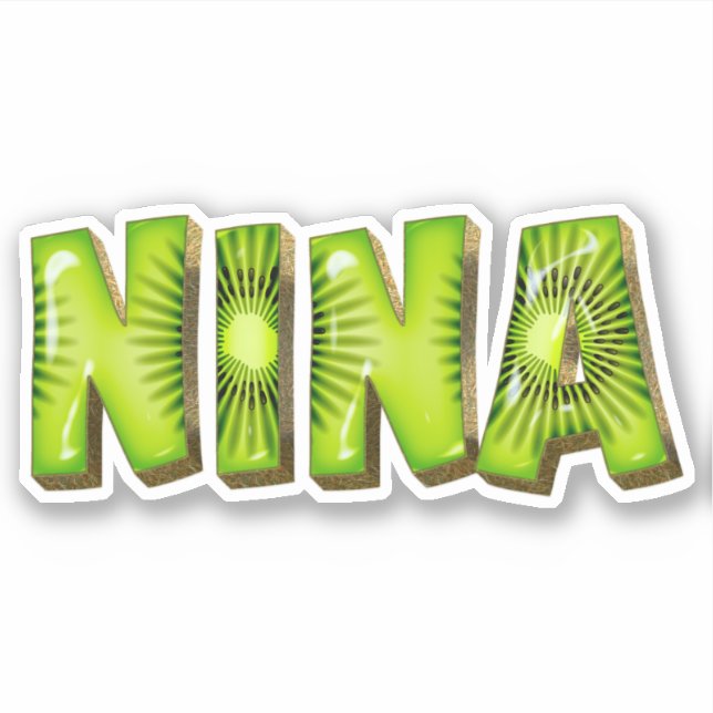 Nina Name Kiwi Design Aufkleber Sticker (Vorderseite)