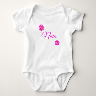 Nina, Name Mit Pinken Rosen, Babys Body Baby Strampler
