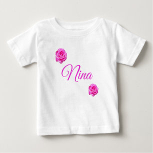 Nina, Name mit rosa Rosen Baby T-shirt