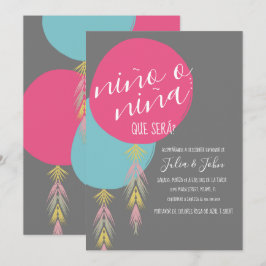 Nina o Nino Gender Reveal Tassel Balloon Einladung