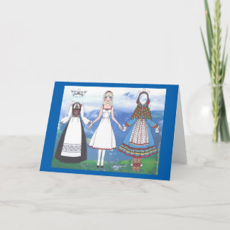 Nina of Norway Paper Doll Blank Greeting Card Karte