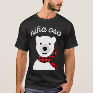 Niña oso polar de Navidad decoracion cuadros rojos T-Shirt