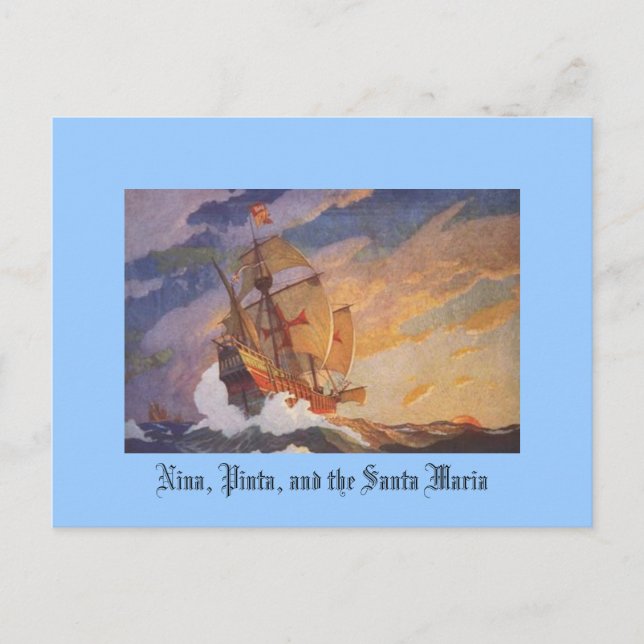 Nina, Pinta und die Santa Maria Postkarte (Vorderseite)