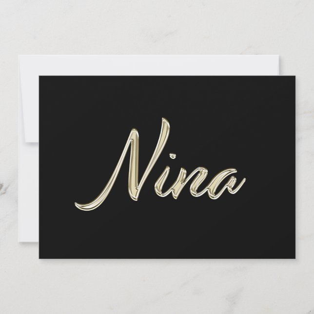 Nina white gold Handwriting Karte (Vorderseite)
