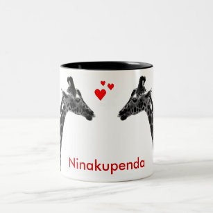 Ninakupenda "ich Liebe Sie" Giraffen-Tasse Zweifarbige Tasse
