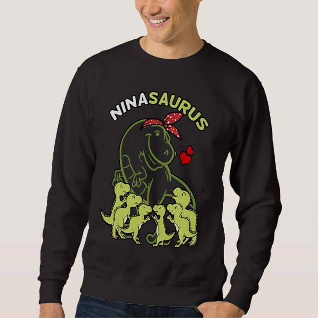 Ninasaurus Nina 6 Kinder Dinosaurier Muttertag Sweatshirt (Vorderseite)