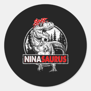 Ninasaurus T-Rex Dinosaur Nina Saurus Muttertag Runder Aufkleber