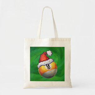Nine Ball in Santa Hat on Green Tragetasche