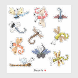 Nine Colorful Dragonflies Vinyl Aufkleber