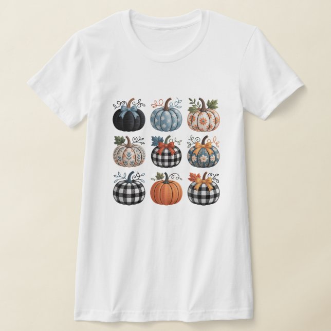 Nine Decorative Pumpkins Stickerei T - Shirt (Ablage )