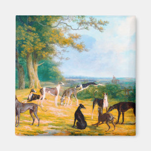 Nine Greyhounds in einer Landschaft von Jacques La Magnet