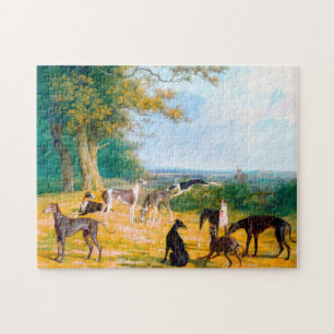 Nine Greyhounds in einer Landschaft von Jacques La Puzzle