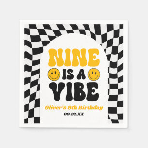 Nine Is A Vibe Retro Neunter 9. Geburtstagsparty Serviette