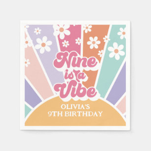 Nine ist eine Vibe Retro Sunshine Rainbow Daisy Serviette
