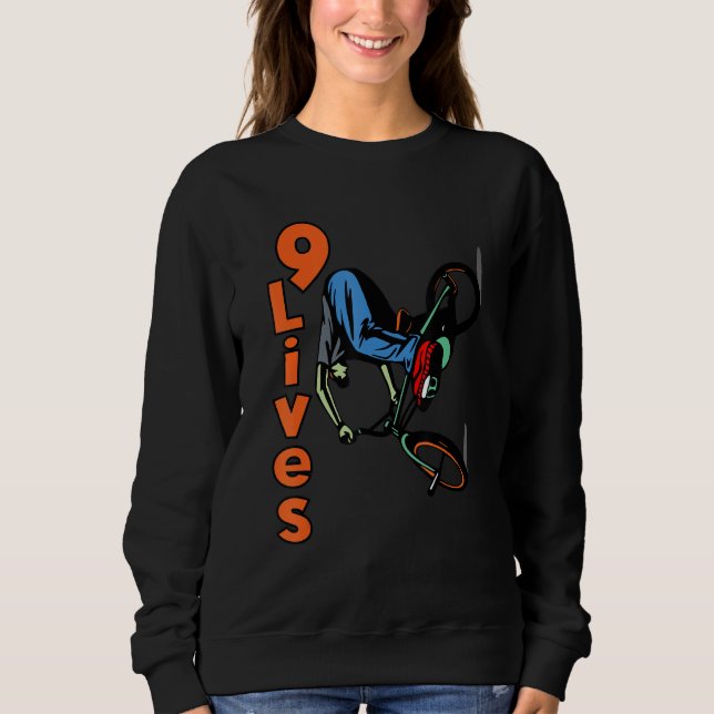 Nine Lives Biking Bicycle BMX Stunt Dirt Bike Sweatshirt (Vorderseite)