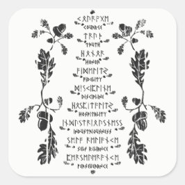 Nine Noble Tugendaufkleber Quadratischer Aufkleber