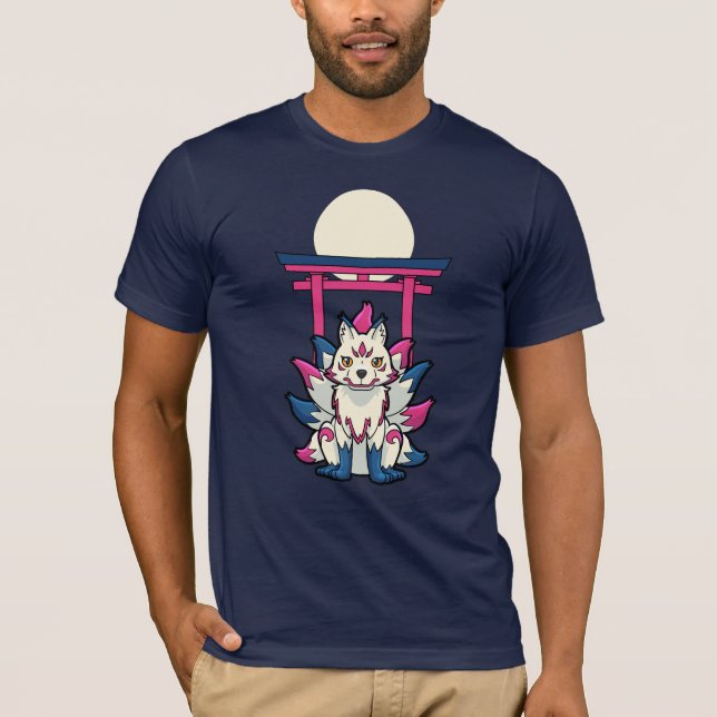 Nine-Tailed Kitsune Fox- Fun Yokai T-Shirt (Vorderseite)