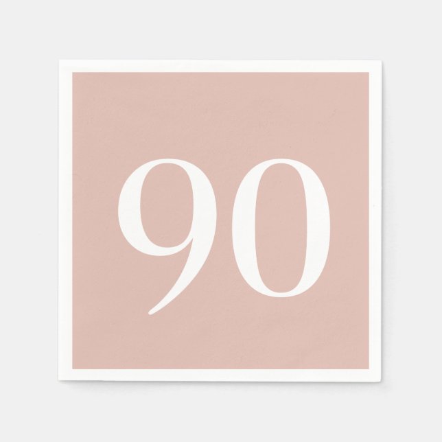Ninetieth Birthday Blush Cocktail Napkins Serviette (Vorderseite)