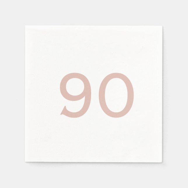 Ninetieth Birthday Blush Number White Cocktail Serviette (Vorderseite)