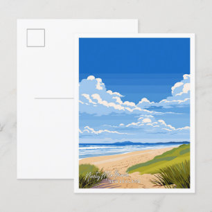 Ninety Mile Beach Neuseeland Reise Illustration Postkarte