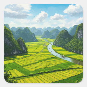 Ninh Binh Vietnam Travel Quadratischer Aufkleber