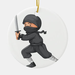 Ninja auf Weiß Keramikornament