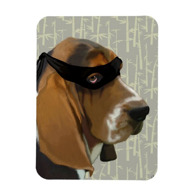 Ninja Basset Hound Dog Magnet (Vertikal)