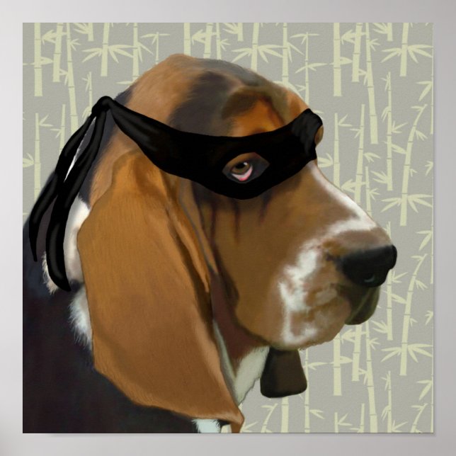 Ninja Basset Hound Dog Poster (Vorne)