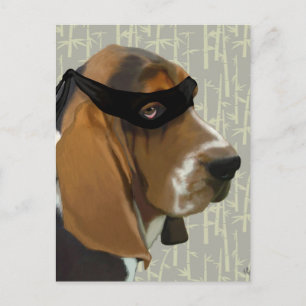 Ninja Basset Hound Dog Postkarte