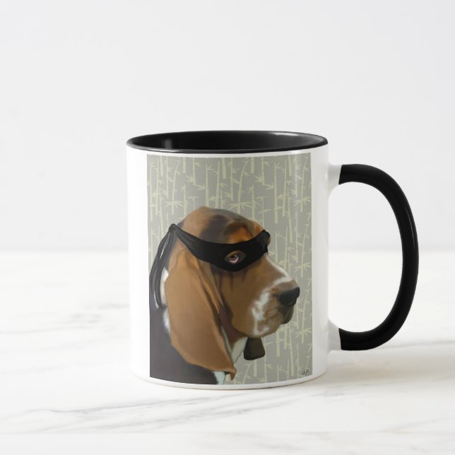 Ninja Basset Hound Dog Tasse (Rechts)