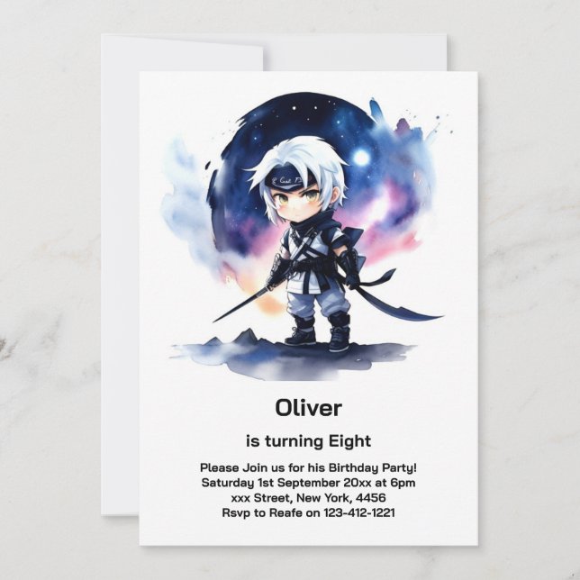 Ninja Birthday Einladung (Vorderseite)