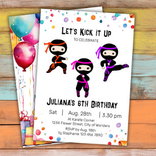 Ninja Birthday Invitation - Girls Ninja Party Einladung