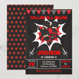 Ninja Birthday Invitation, Karate Ninja Party Einladung