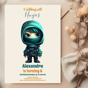 Ninja Birthday Karate Party Einladung