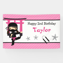 Ninja Birthday Party Banner Backdrop Girls