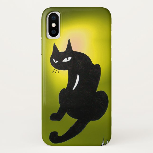 NINJA BLACK CAT Bright Yellow Case-Mate iPhone Hülle (Rückseite)