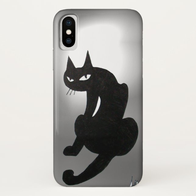 NINJA BLACK CAT Grau weiß Case-Mate iPhone Hülle (Rückseite)