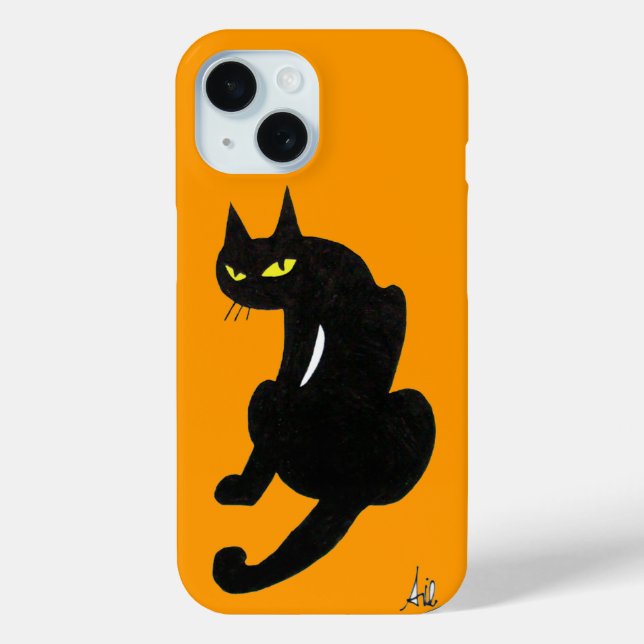 NINJA BLACK CAT Yellow Case-Mate iPhone Hülle (Rückseite)