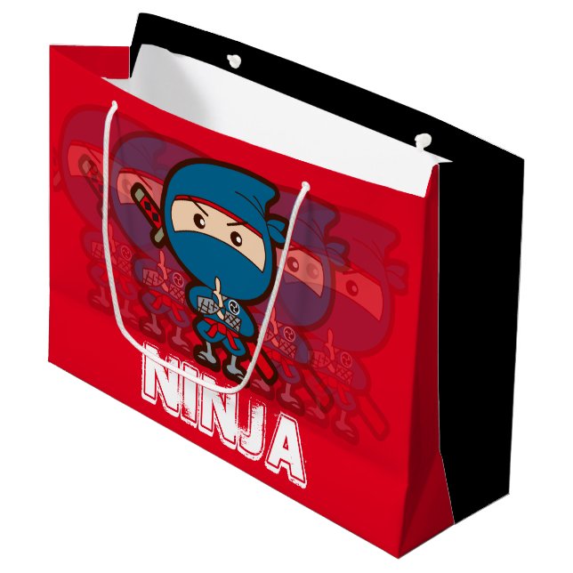 Ninja Boy Christmas Große Geschenktüte (Vorderseite Schrägansicht)